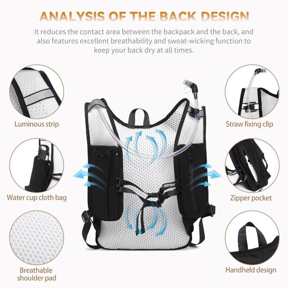 Lightweight Hydration Backpack with 3L Water Bladder